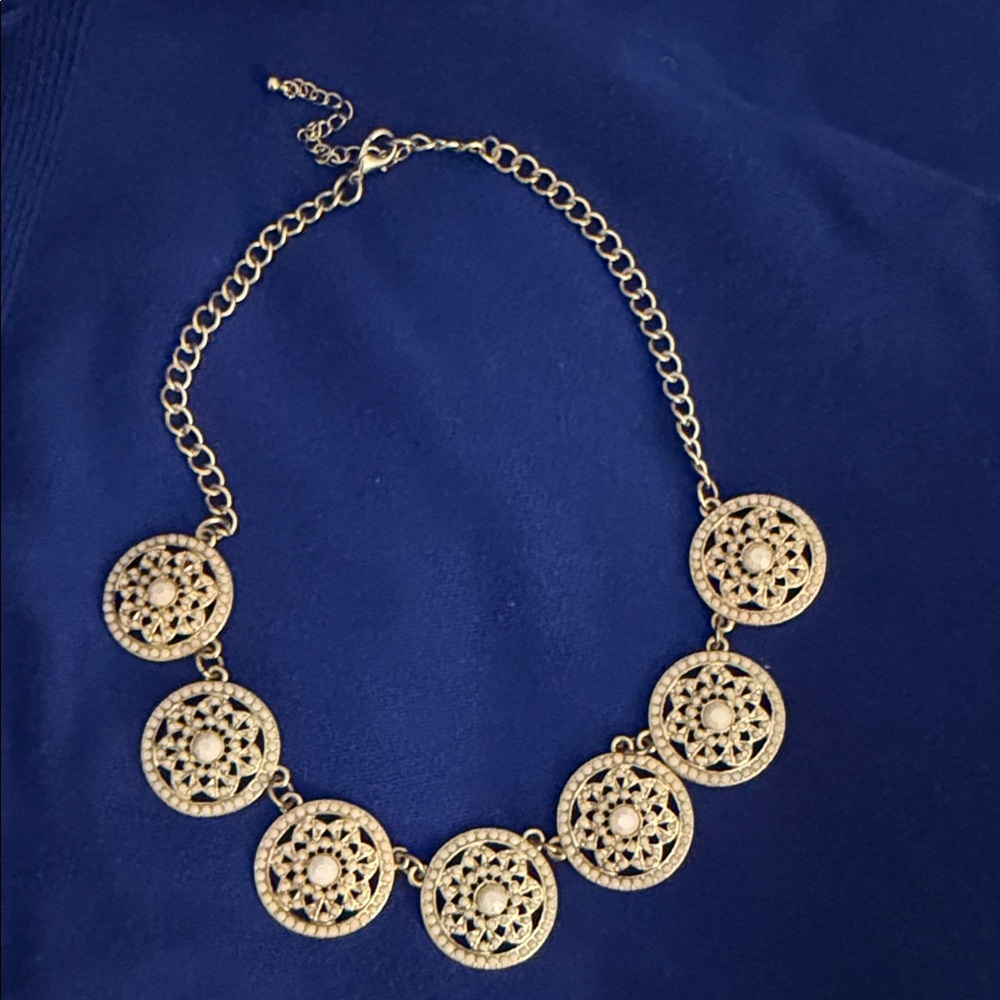 Gold Filigree Medallion Statement Necklace - Women